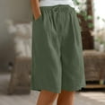 thumbnail image 1 of DPTALR George Women's Wide Leg Knee Length Elastic Bermuda Culottes,Long Shorts,#Army Green,Size S, 1 of 9