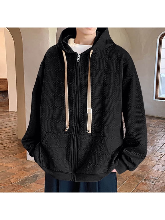 George Zip Up Cardigan Sweatshirts Long Sleeve Lightweight Hoodie Oversized Casual Hoodies Sweater Fashion Jackets Black Big and Tall Men M