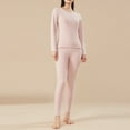 thumbnail image 1 of DPTALR Ladies' Casual Long Sleeve Round Neck Thermal Underwear Set with Top and Pants,Pink,Size XXL, 1 of 7