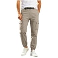 thumbnail image 1 of DPTALR Men's Cargo Jogger Pants Belted Waist Multi-Pocket Casual Trousers,Khaki,Big Men's,Tall Men's L,Young Men's Pants, 1 of 7