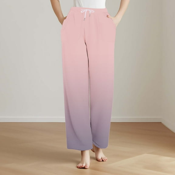 DPTALR Men's Casual Gradient Color Plush Sleeping Pants,Pink,Size M