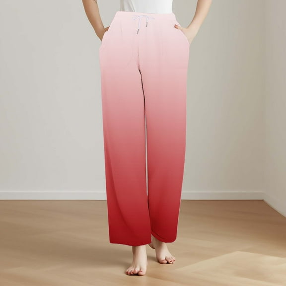 DPTALR Men's Casual Gradient Color Plush Sleeping Pants,Red,Size S