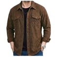thumbnail image 1 of DPTALR Men's Casual Solid Color Turndown Collar Long Sleeve Shirt with Pockets,Coffee,Big and Tall Men L, 1 of 5