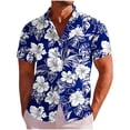 thumbnail image 1 of DPTALR Men's Hawaiian Print Short Sleeve Button Down T-shirt,Navy,Big Men's,Tall Men's XXXL,Young Men's T-shirt, 1 of 7