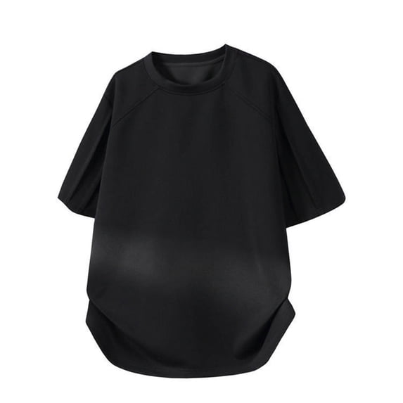 DPTALR Men's Oversized Raglan Sleeve Curved Hem T-Shirt,Crew Neck Short Sleeve Casual Tee,Black,Big Men's,Tall Men's L,Young Men's Shirts