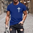 thumbnail image 1 of DPTALR Men's Printed Round Neck Short Sleeve Casual Fashion T-Shirt,Blue,Big Men's,Tall Men's XXL，Young Men's, 1 of 5