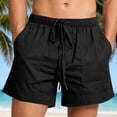 thumbnail image 1 of DPTALR Men's Solid Color Linen Casual Fashion Shorts, Elastic Drawstring Waist, Multi-Pocket, Beach & Seaside Shorts,Black,Big and Tall Men M, 1 of 7