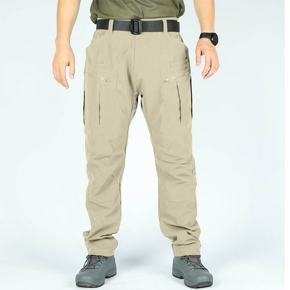 DPTALR Men's Solid Color Outdoor Training Water-Repellent Windproof Work Pants,Khaki,Big and Tall Men XXL