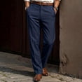 thumbnail image 1 of DPTALR Men's Straight Fit Casual Dress Pants Solid Color Business Trousers,Navy,Big Men's,Tall Men's XL,Young Men's Pants, 1 of 8