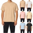thumbnail image 1 of DPTALR Men's Summer Casual Solid Color Short Sleeve Shirt，Thin & Breathable Fashion Top,Beige,Big and Tall Men XXL, 1 of 3