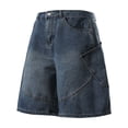 thumbnail image 1 of DPTALR Men's Summer Fashion Solid Color Zipper Fly Straight Leg Denim Cargo Shorts with Pockets,Blue,Big and Tall Men XL, 1 of 3