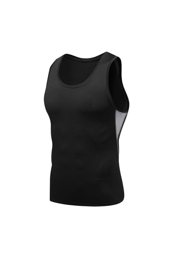 Men's Summer Solid Color Round Neck Sleeveless Casual Sports Tank Top,Black,Big Men's,Tall Men's XXXL，Young Men's