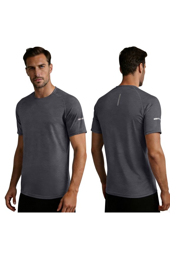 Men's Textured Performance T-Shirt,Short Sleeve Quick-Dry Athletic Top,Black,Big Men's,Tall Men's XXXL,Young Men's Shirts
