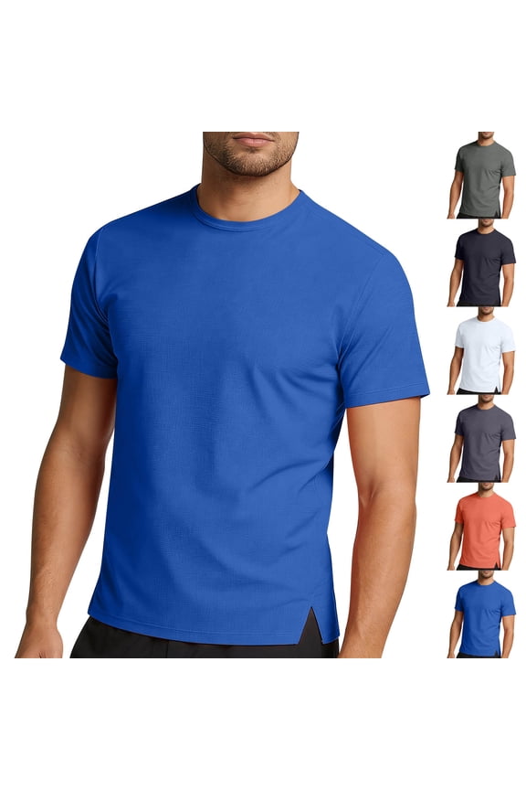 Men's Textured Performance T-Shirt,Short Sleeve Quick-Dry Athletic Top,White,Big Men's,Tall Men's XXXXL,Young Men's Shirts
