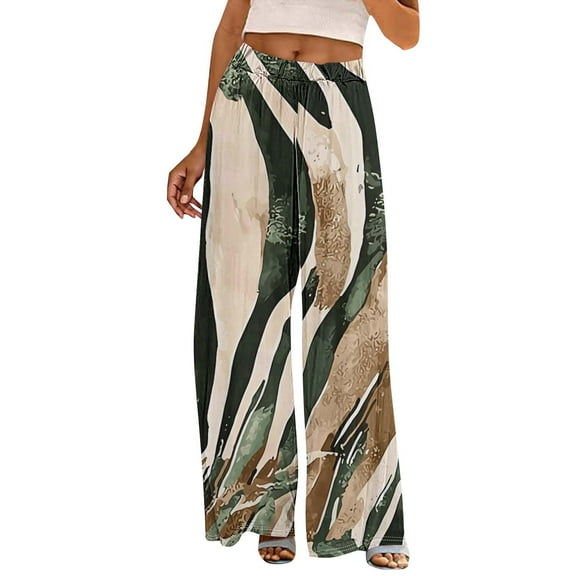 DPTALR Plus Size Women Tie Dye Pleated Palazzo Pants,High Waist Wide Leg,Multicolor,Size XXL