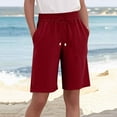 thumbnail image 1 of DPTALR Women's Bermuda Cotton Casual Cargo Shorts for Athletic,Walking,Workout,Wine,Size M, 1 of 5