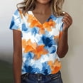 thumbnail image 1 of DPTALR Women's Casual Comfortable Printed Short Sleeve V-Neck T-Shirt Top,Yellow,Size L, 1 of 5