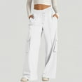 thumbnail image 1 of DPTALR Women's Drawstring High Waisted Wide Leg Sweatpants with Pockets,White,Size XL, 1 of 8
