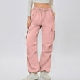 thumbnail image 1 of DPTALR Women's Elastic Waisted Parachute Hiking Pants,Lightweight Baggy with Pockets,Pink,Size S, 1 of 9