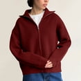 thumbnail image 1 of DPTALR Women's Fashion Casual Solid Color Long Sleeve Sweater Jacket,Wine,Size L, 1 of 8