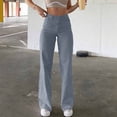 thumbnail image 1 of DPTALR Women's Fashion Solid Flared Jeans Casual Loose Fit,Button,Zipper Closure,With Pockets,Blue,Size L, 1 of 4