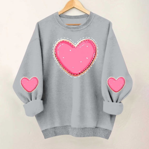 DPTALR Women's Fashionable Casual Hoodless Sweatshirt,Long Sleeve Round Neck,Loose Fit,Gray,Size M