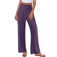 thumbnail image 1 of DPTALR Women's High Waist Wide Leg Ribbed Knit Flowy Comfy Thick Sweatpants with Pockets,Purple,Size M, 1 of 8