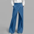 thumbnail image 1 of DPTALR Women's High Waist Wrap Front Wide Leg Jeans,Sky Blue,Women's Plus Size M, 1 of 7
