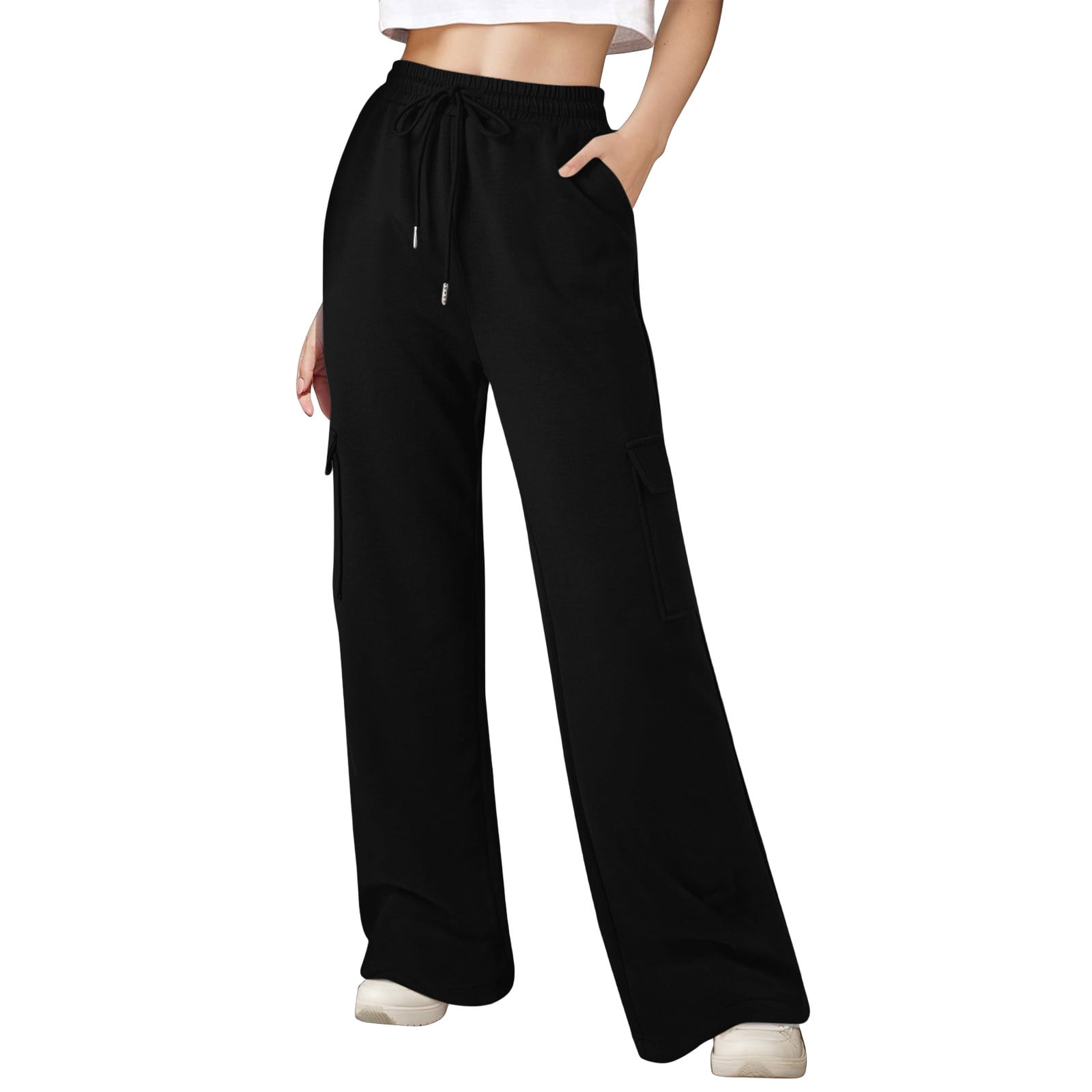 American Bazi Full Size Drawstring Wide Leg Cargo Pants Plus Size main image 0