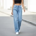 thumbnail image 1 of DPTALR Women's High-Waisted Elastic Wide Leg Jeans,Light Blue,Size S, 1 of 5