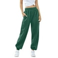 thumbnail image 1 of DPTALR Women's High Waisted Workout Joggers Baggy Lounge Bottoms,Green,Size S, 1 of 7