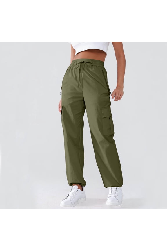 Women's Lightweight Cargo Hiking Pants,Quick Dry,Water Resistant,Zipper Pockets,Army Green,Size M