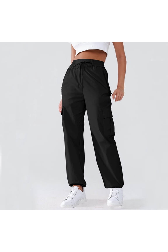 Women's Lightweight Cargo Hiking Pants,Quick Dry,Water Resistant,Zipper Pockets,Black,Size XXL