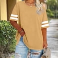 thumbnail image 1 of DPTALR Women's Plus Size Round Neck Short Sleeve Spring/Summer Basic T-Shirt Top,Khaki,Size XXL, 1 of 5