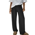 thumbnail image 1 of DPTALR Women's Ribbed Barrel Leg Wide Leg Comfy Fall Business Casual Lounge Pants,Black,Size L, 1 of 8