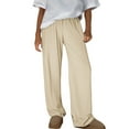 thumbnail image 1 of DPTALR Women's Ribbed Barrel Leg Wide Leg Comfy Fall Business Casual Lounge Pants,Khaki,Size M, 1 of 8