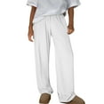 thumbnail image 1 of DPTALR Women's Ribbed Barrel Leg Wide Leg Comfy Fall Business Casual Lounge Pants,White,Size S, 1 of 8