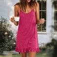 DPTALR Women's Round Neck Spaghetti Strap Ruffle Hem Slip Mini Dress ...