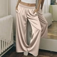 thumbnail image 1 of DPTALR Women's Silk Satin Wide Leg Elastic Waist Casual Loose Soft Lounge Pajama Pants with Pockets,Rose Gold,Size XL, 1 of 6