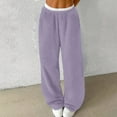 thumbnail image 1 of DPTALR Women's Solid Color Drawstring Furry Wide Leg Cuffed Warm Trousers,Purple,Size M, 1 of 7