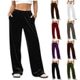 thumbnail image 1 of DPTALR Women's Solid Color Elastic Waist Relaxed Sweatpants with Side Pockets Casual Comfort Trousers,Red,Size M, 1 of 9