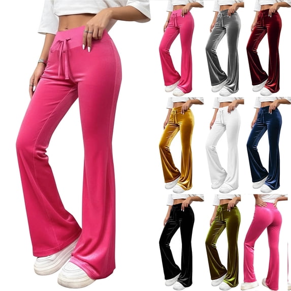 DPTALR Women's Solid Color Elastic Waisted Sports Casual Pants Loose Fit Long Workout Trousers,Gold,Size M