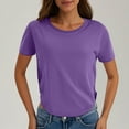 thumbnail image 1 of DPTALR Women's Solid Color Round Neck Short Sleeve T-Shirt with Irregular Hem,Purple,Size XXL,Women's Plus ,Young Adult Tops, 1 of 7