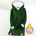 thumbnail image 1 of DPTALR Women's Solid Color Warm Thickened Fleece Lined Loose Long Sleeve Hooded Sweatshirt,Green,Size L, 1 of 6