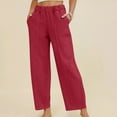 thumbnail image 1 of DPTALR Women's Solid Wide Leg Sweatpants Elastic Waisted Pants Casual Trousers With Pockets,Red,Size M, 1 of 9