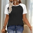 thumbnail image 1 of DPTALR Women's Spring & Summer Casual Fashion Raglan Sleeve Color Block Short Sleeve Top,White,Size L, 1 of 8