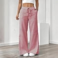 thumbnail image 1 of DPTALR Women's Striped Lace-Up Linen Straight Leg Casual Pants,Red,Size M，,Women's Plus ,Young Adult Tops,2026 Trendy Fashion Pants, 1 of 6