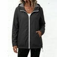 thumbnail image 1 of DPTALR Women's Striped Lined Hooded Water Resistant Windbreaker Jacket,Black,Women's Plus Size L, 1 of 9