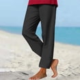 thumbnail image 1 of DPTALR Women's Summer Linen Casual Pants,Elastic Drawstring Waist for Beach,Travel,Black,Size S, 1 of 9