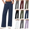 thumbnail image 1 of DPTALR Women's UPF 50+ High Waisted Stretch Fabric Elastic Waist Trousers,White,Size M, 1 of 9